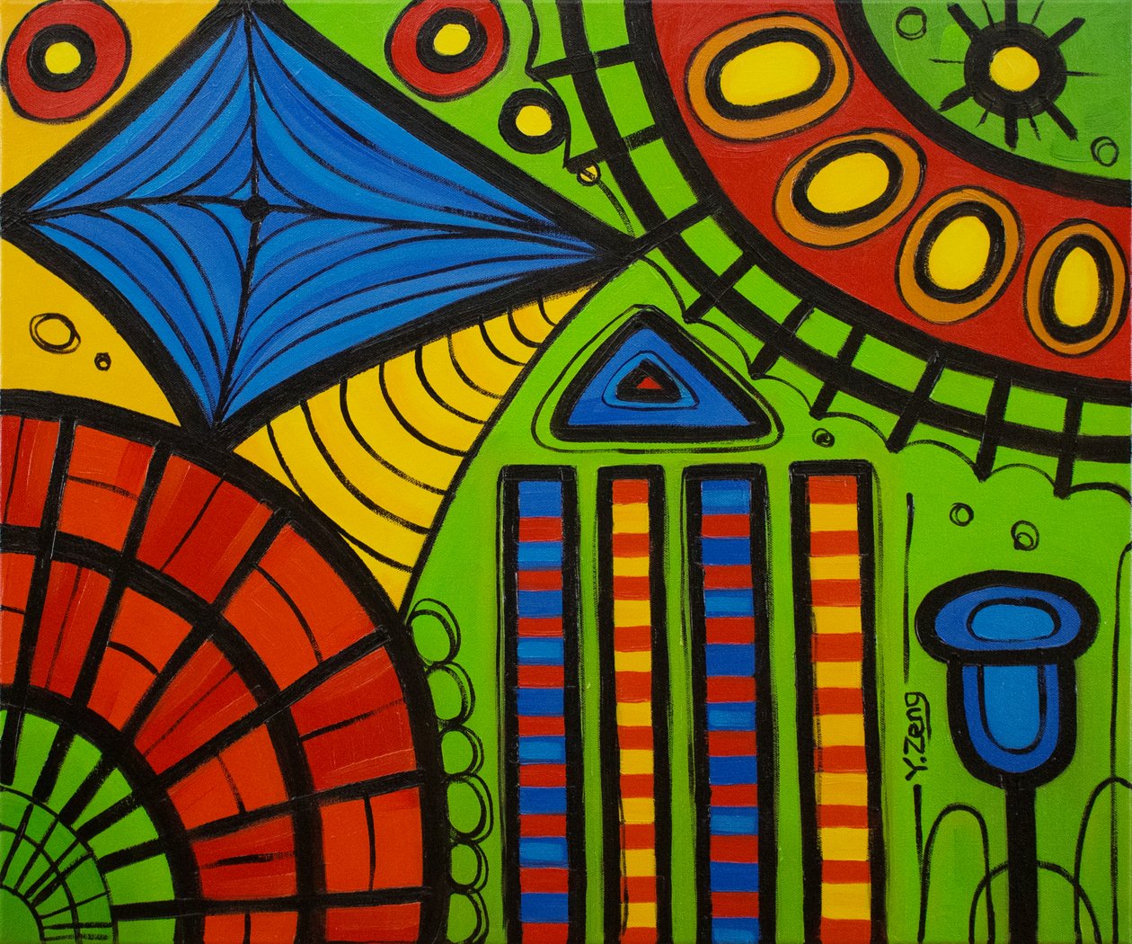 Verde parco giochi, 2022 (olio su tela) da Yue Zeng