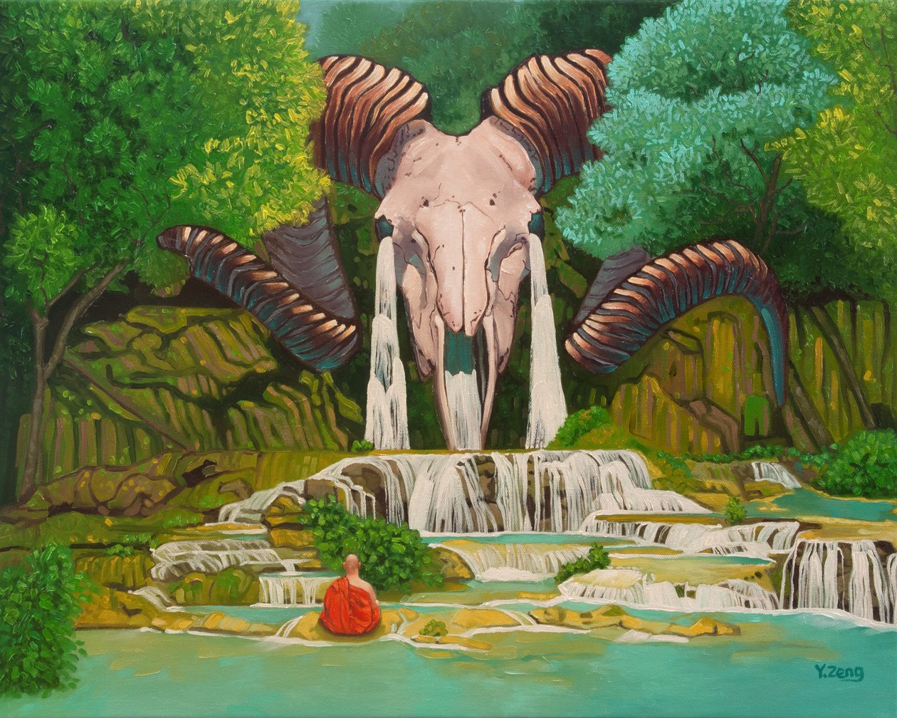 Teschio di ariete alla cascata da Yue Zeng