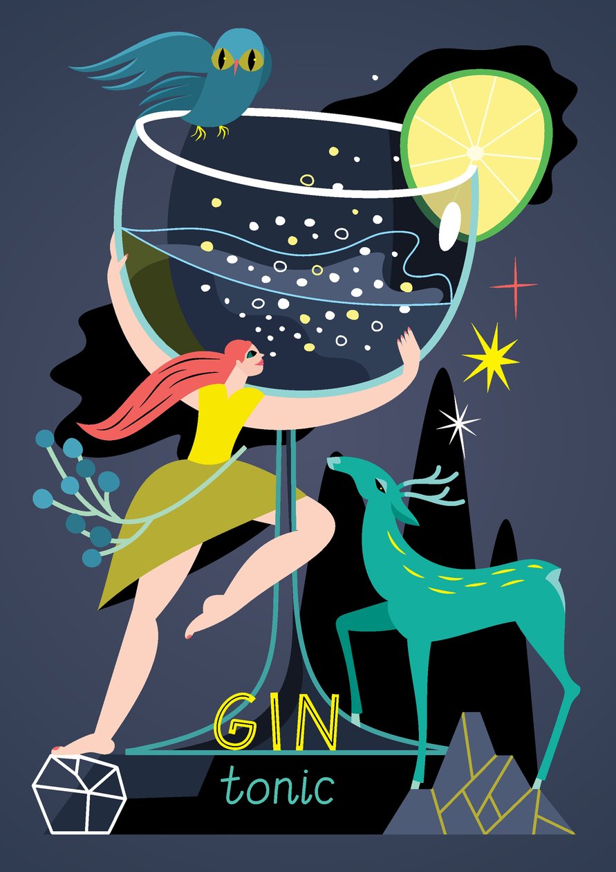 Gin Tonic, 2017 (illustrazione vettoriale) da Yulia Drobova