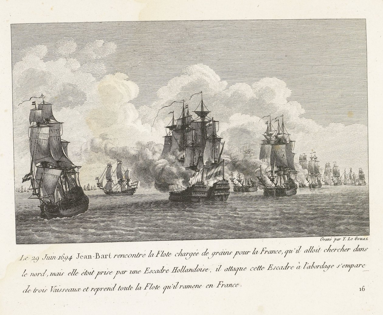 Jan Bart riconquista navi di grano da una squadra olandese, 1694 da Yves Marie Le Gouaz