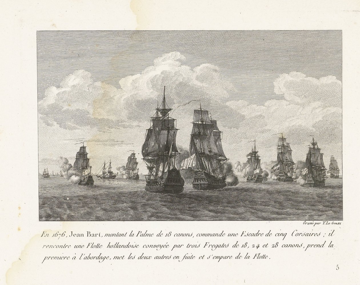 Jan Bart attacca una flotta olandese con il suo squadrone, 1676 da Yves Marie Le Gouaz