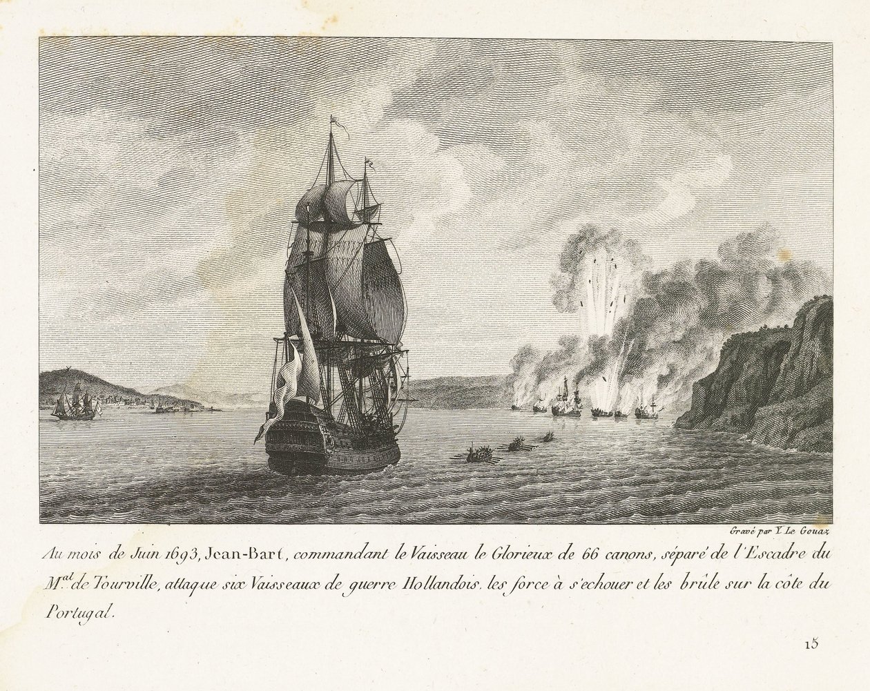 Jan Bart attacca sei navi olandesi al largo della costa del Portogallo, 1693 da Yves Marie Le Gouaz