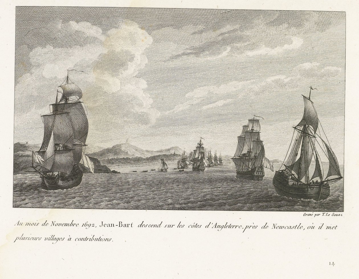 Jan Bart sulla costa inglese vicino a Newcastle, 1692 da Yves Marie Le Gouaz