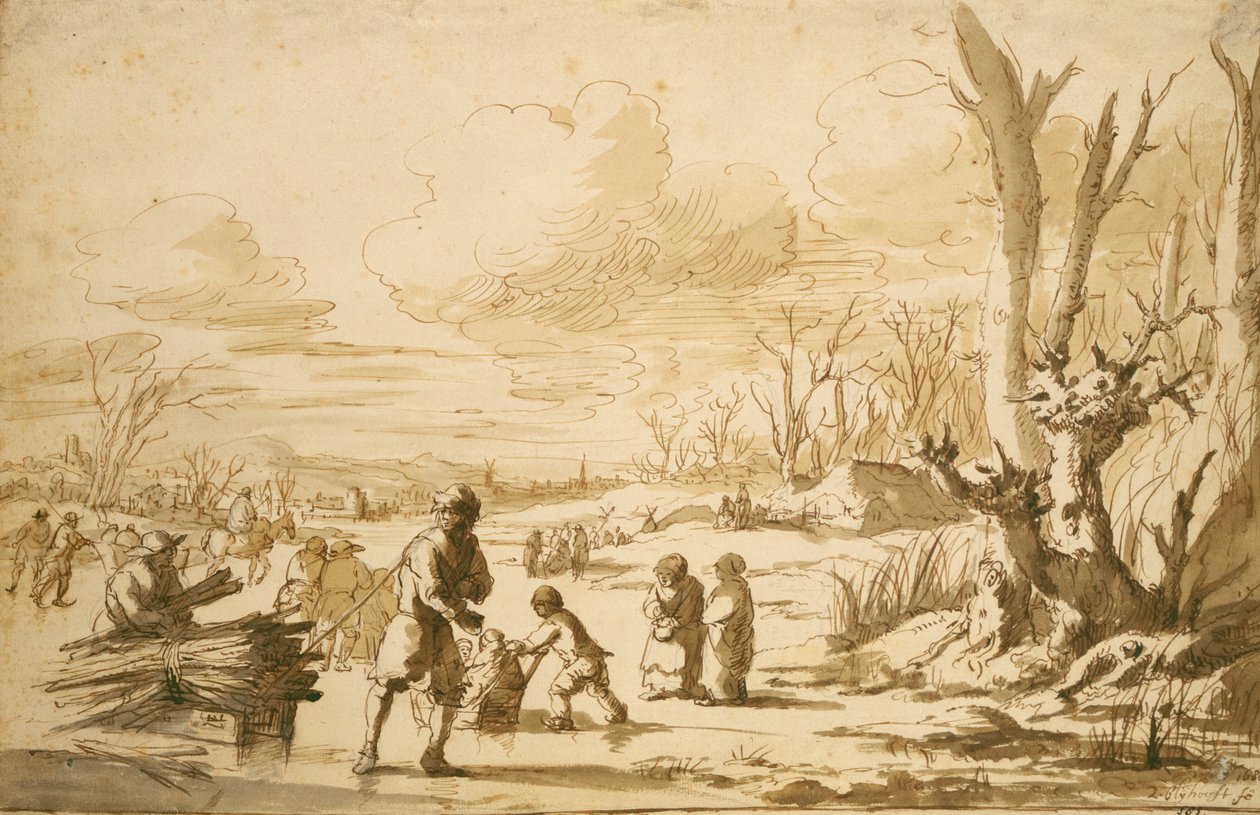 Godendo il Ghiaccio, 1680 da Zacharias Blyhooft
