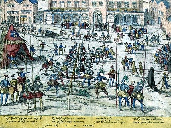 Torneo tenuto a Bruxelles dagli spagnoli per aumentare il morale dei soldati e per sottolineare che i Paesi Bassi erano ora loro da Zacharias (school of) Dolendo