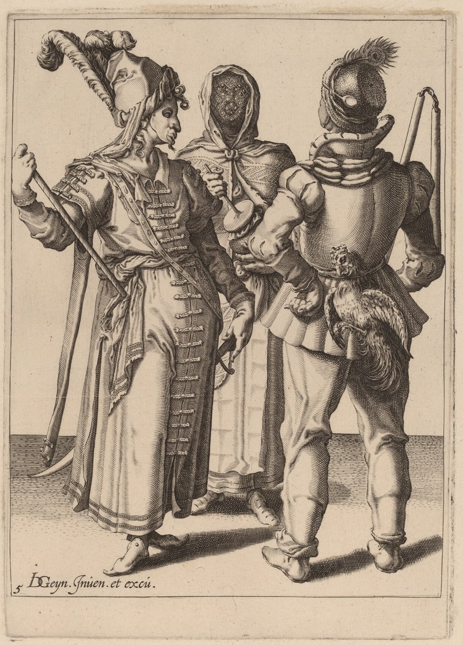 Un Grande, un Contadino e una Donna Velata da Zacharias Dolendo after Jacques de Gheyn II