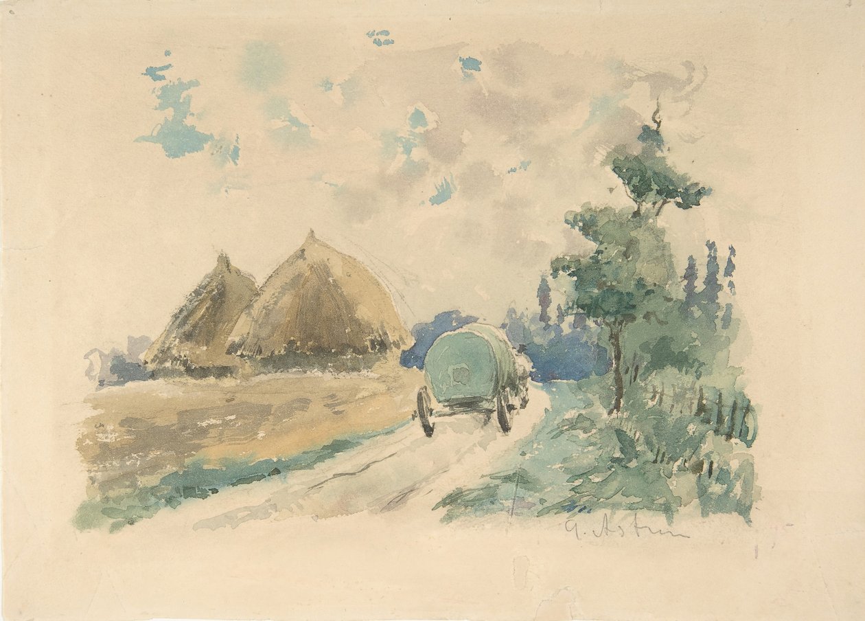 Paesaggio con carro e covoni di fieno, ca. 1869-70 da Zacharie Astruc