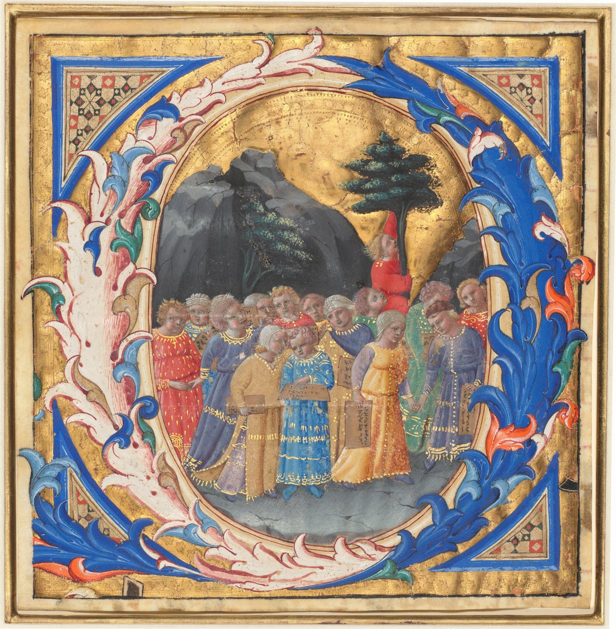 Iniziale Q con una processione di bambini da Zanobi Strozzi