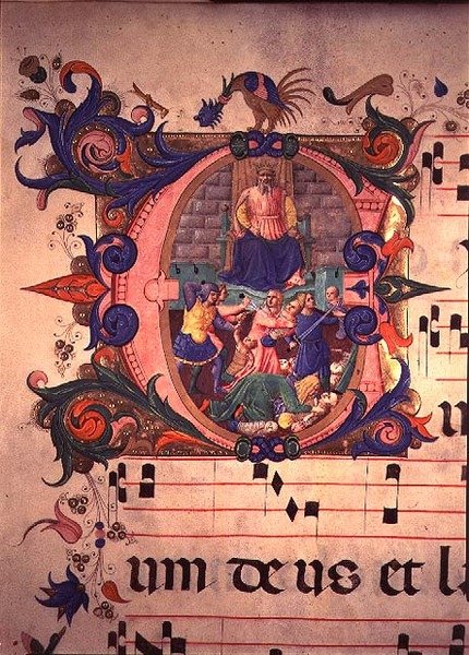 Messale 515 f.13v La Strage degli Innocenti, da un Libro Corale eseguito prima del 1449 da Zanobi di Benedetto Strozzi