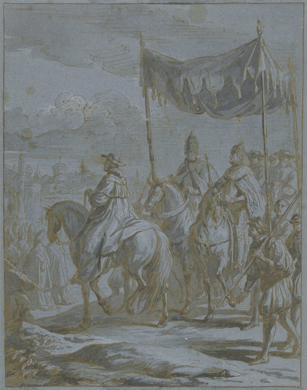 Ingresso del corteo di un imperatore e papa in una città da Zeger Jacob van Helmont