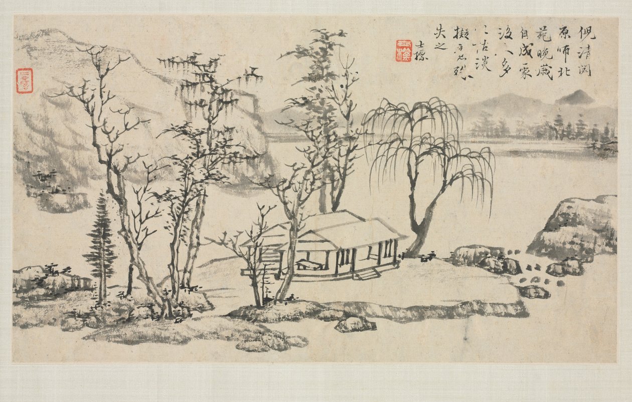 Album di paesaggi in vari stili: Paesaggio dopo Ni Zan, 1684 da Zha Shibiao
