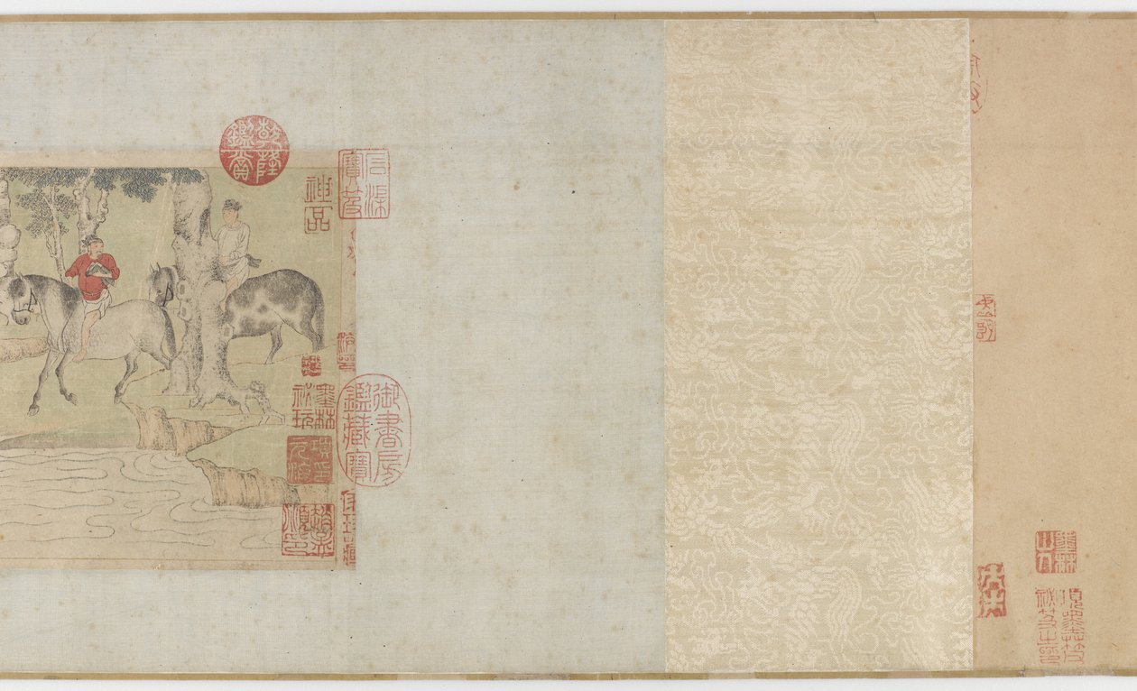 Cavalli e stallieri che attraversano un fiume, dinastia Yuan o inizio dinastia Ming, XIV secolo da Zhao Mengfu Chao Meng Fu or