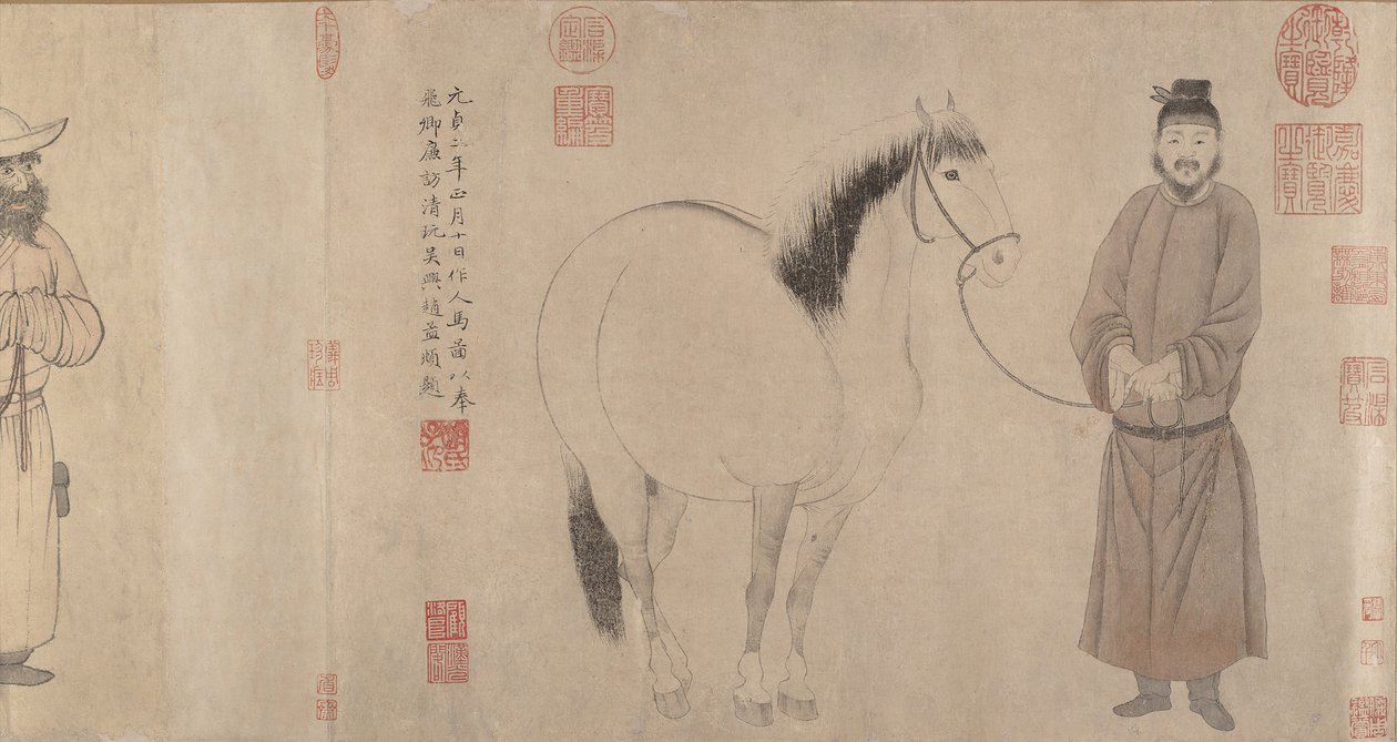 Palafrenieri e cavalli, datato 1296 e 1359 da Zhao Mengfu
