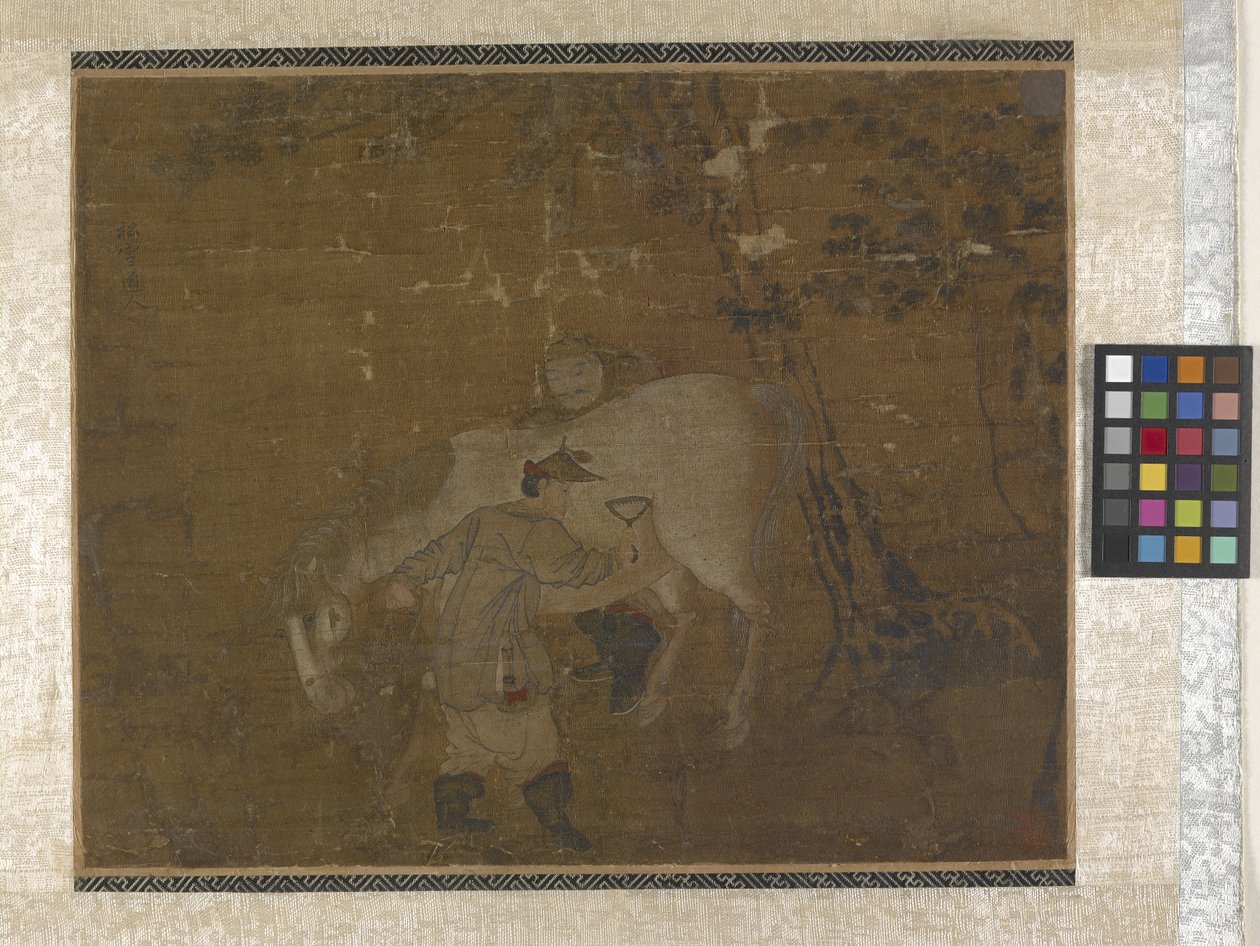Groom che pettinano cavallo bianco da Zhao Mengfu Chao Meng Fu or