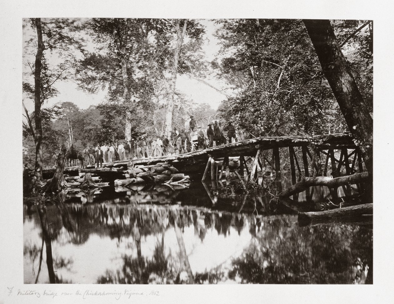 Un ponte militare sul Chickahominy, Virginia, USA, c 1862 da Ferdinand Georg Waldmuller