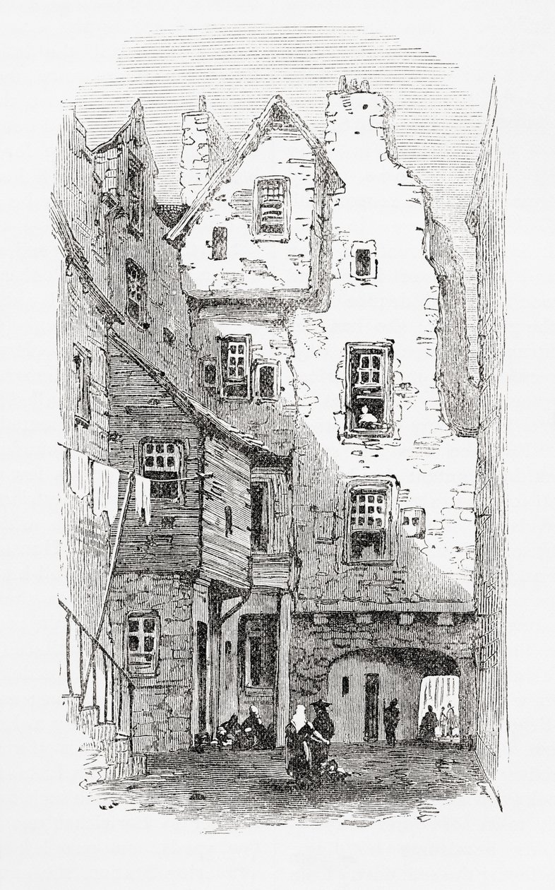 Un vecchio vicolo, Canongate, Edimburgo, Scozia da . .