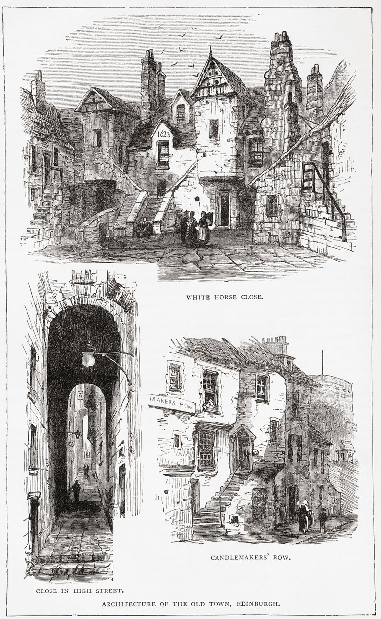 Architettura della Città Vecchia, Edimburgo, Scozia da . .