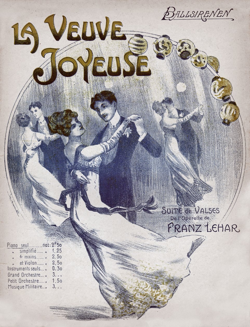 Coppie che ballano il valzer Ballsirenen, circa 1910 (illustrazione) da . .