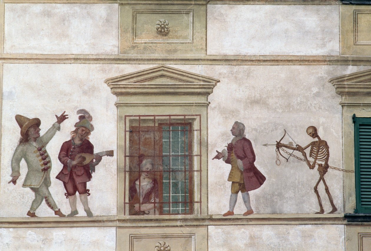 Danza della Morte, affresco, casa Milesi, Cassiglio, Lombardia, Italia da Georg Carl Heinrich Dollmann