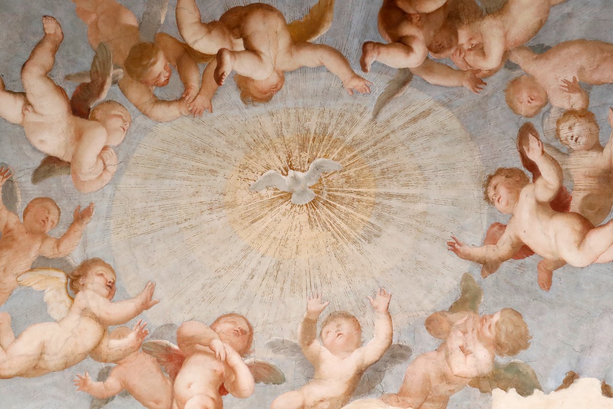 Colomba dello Spirito Santo. Affresco. Basilica della Santissima Annunziata del Vastato. Genova. Italia. da . .