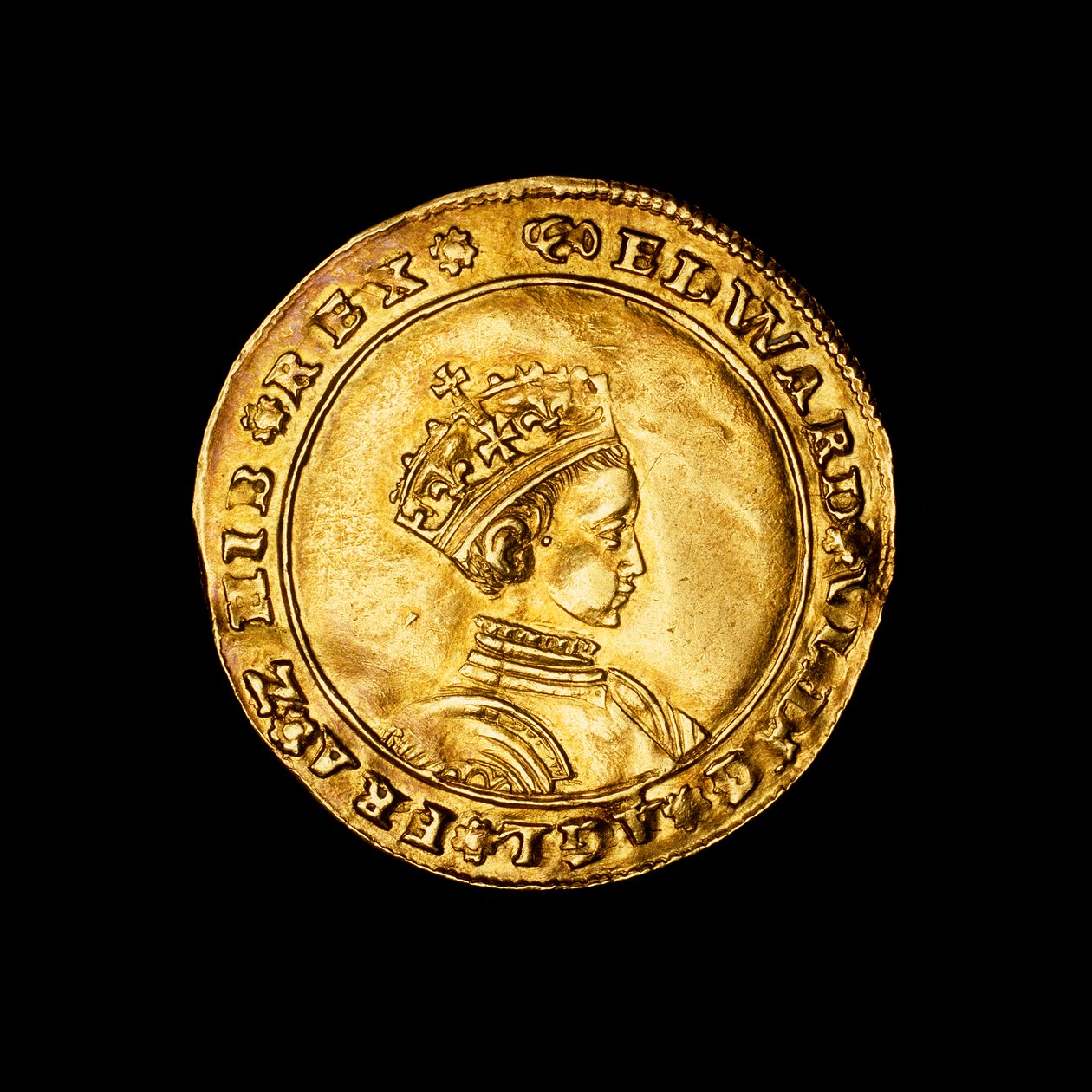 Moneta inglese martellata in oro, mezzo sovrano da Hippolyte Lalaise Devéria