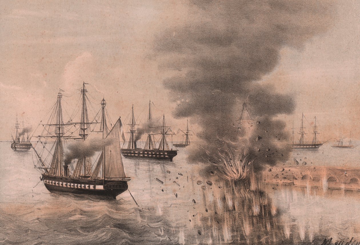 Esplosione della lanterna di Ancona sul lato del mare, assedio di Ancona da William Walcutt
