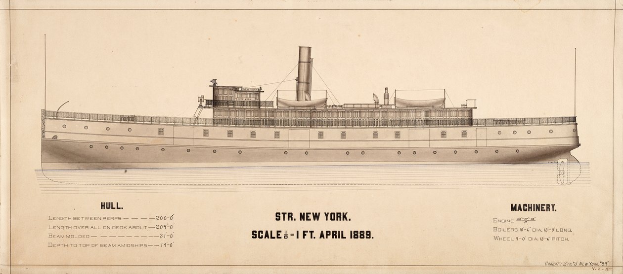 Piani della nave a vapore New York (1889) da . .