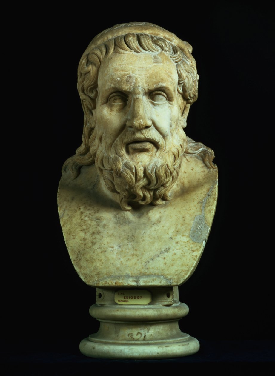 Busto ritratto possibilmente di Esiodo (8° secolo a.C.) o Omero (8° secolo a.C.), copia di un originale greco del 5° secolo a.C. da Hippolyte Lalaise Devéria