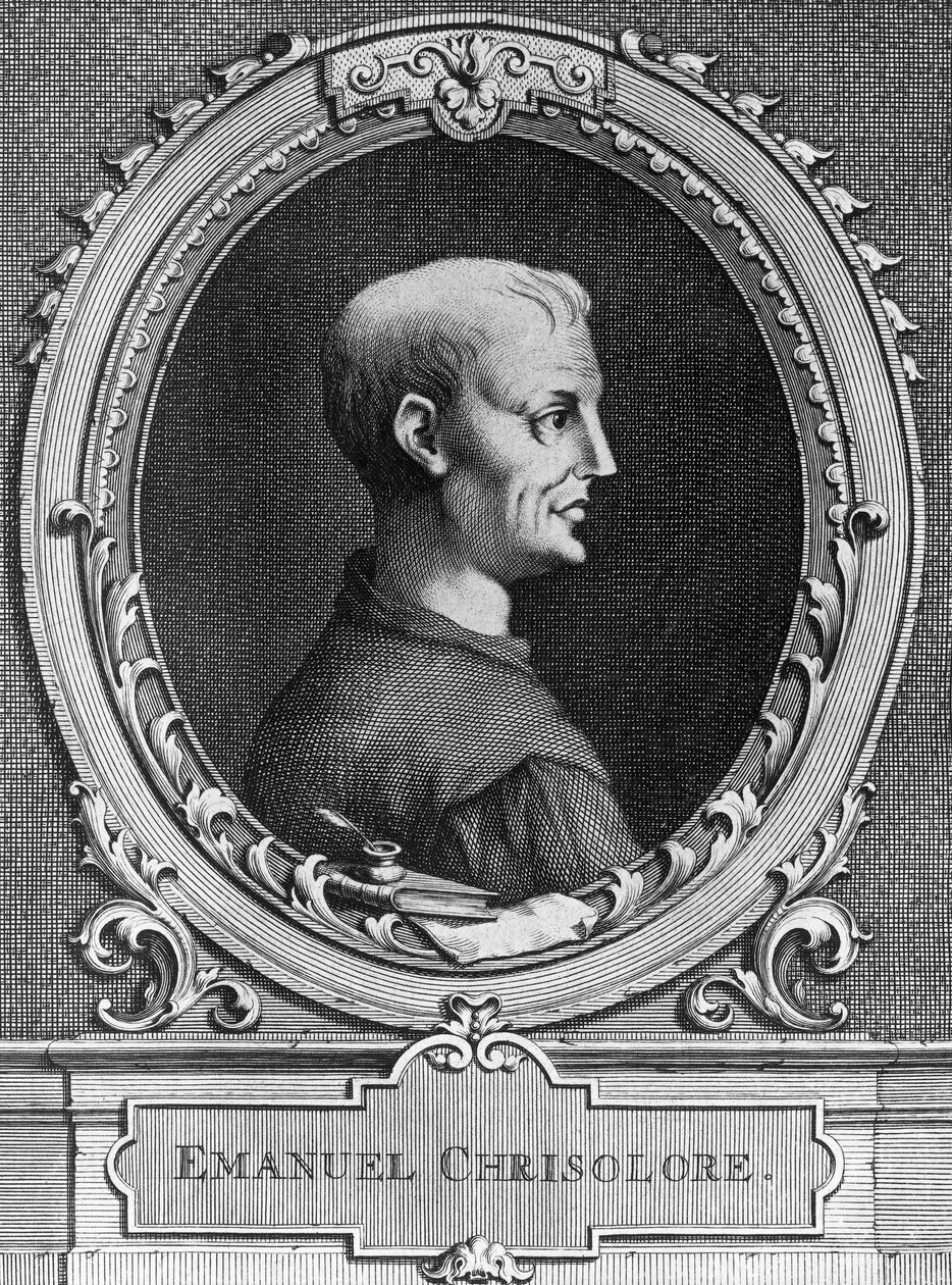 Ritratto di Emanuele Crisolora, umanista bizantino, incisione da William Walcutt