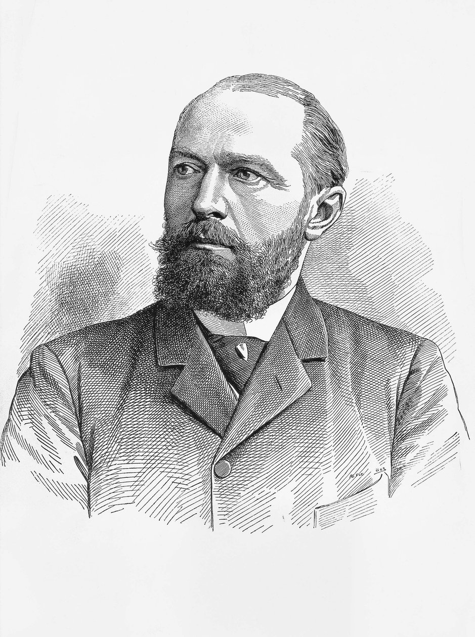 Ritratto di Emil von Behring, fisiologo e batteriologo tedesco, Premio Nobel per la Chimica nel 1901, incisione da William Walcutt