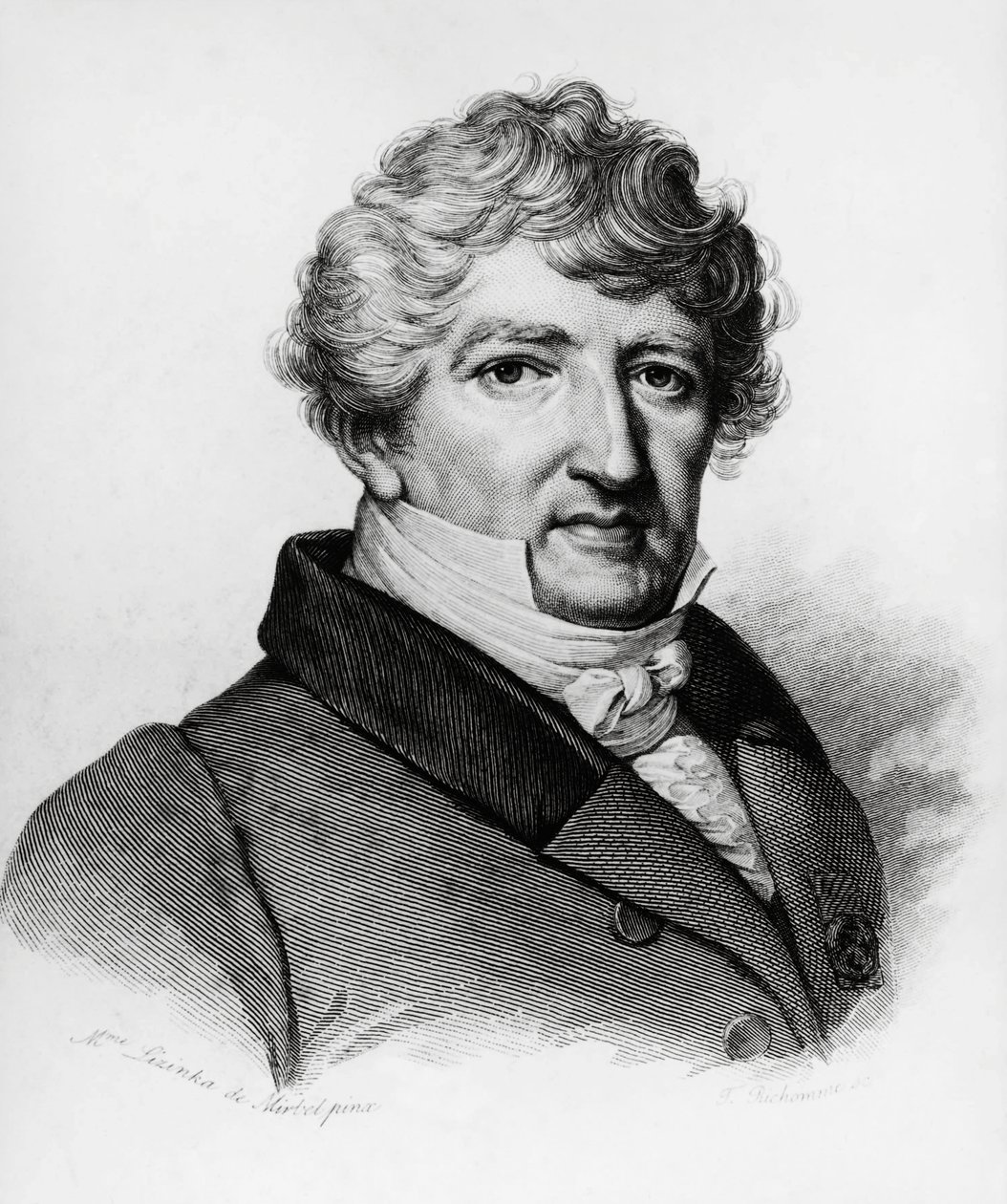 Ritratto di Georges Leopold Chretien Frederic Dagobert Cuvier, biologo francese, incisione da William Walcutt