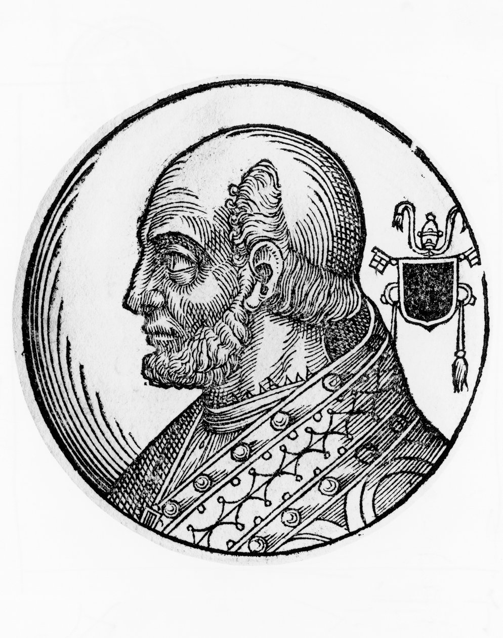 Ritratto di Teodoro I (morto 649), 73º Papa della Chiesa Cattolica dal 642, incisione da William Walcutt