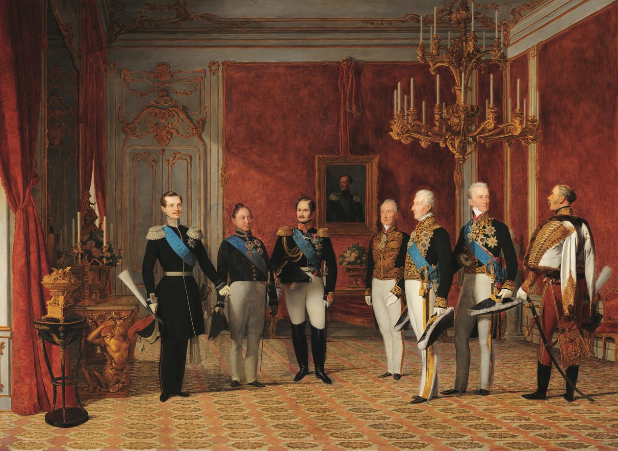 Ricevimento del Granduca Alessandro Nikolaevič da parte del Principe Metternich nella Hofburg di Vienna nel 1839 da Фердинанд Георг Вальдмюллер