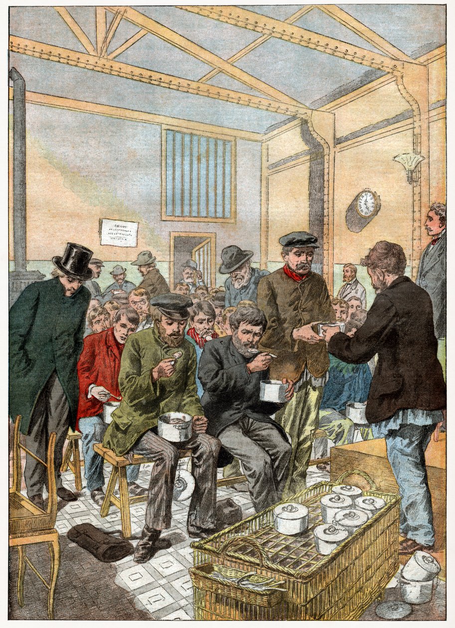 Mensa dei poveri per vagabondi a Parigi da . .