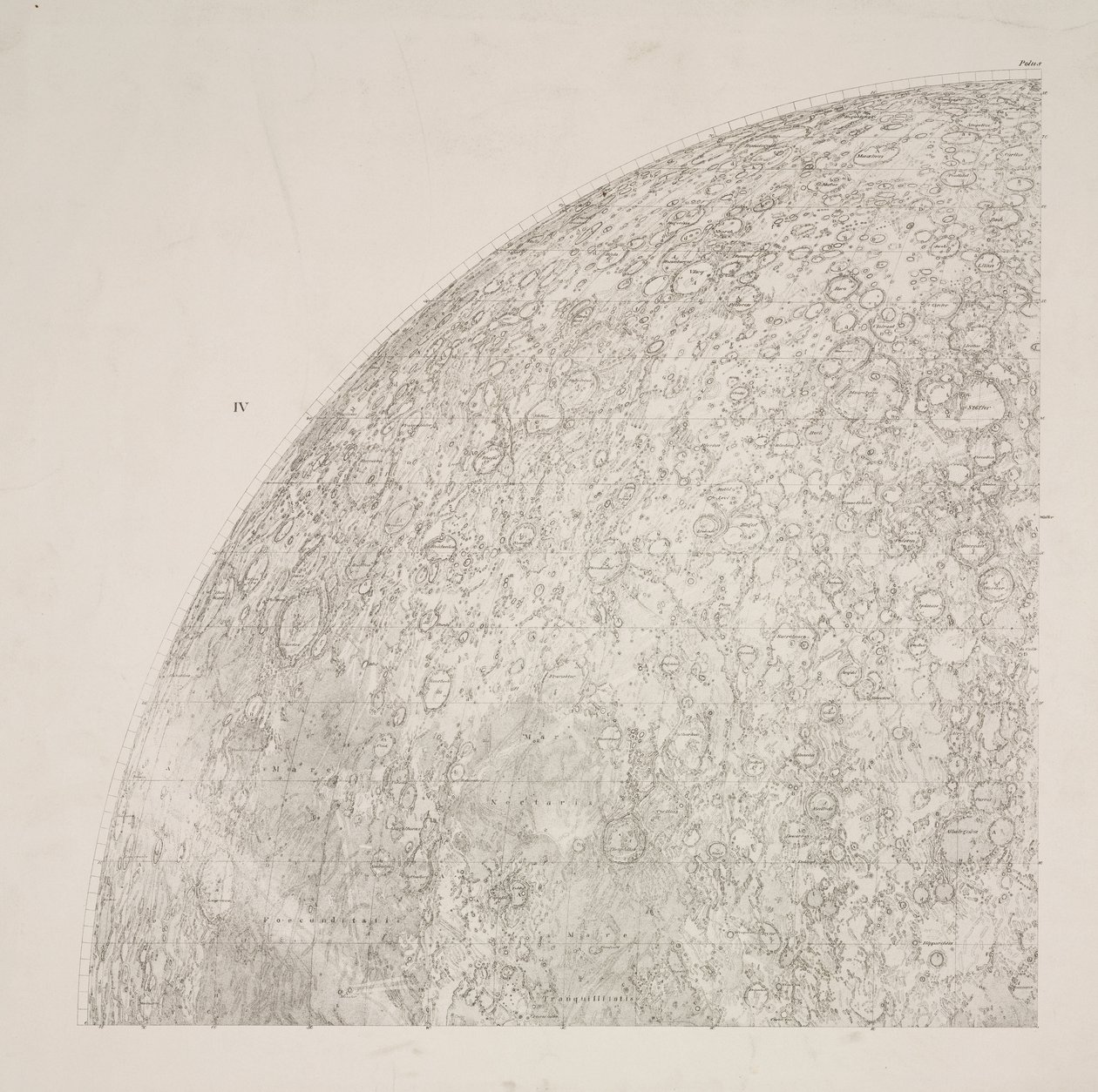 Quadrante sud-est della mappa lunare di Beer & Madler da John Pardon