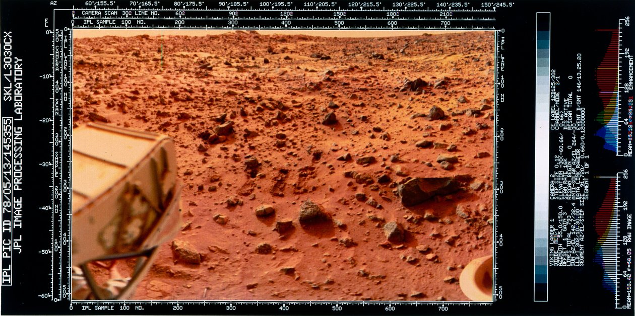 Navicella spaziale, USA, Viking Primo piano del paesaggio marziano dal Viking 1 Lander da Ferdinand Georg Waldmuller