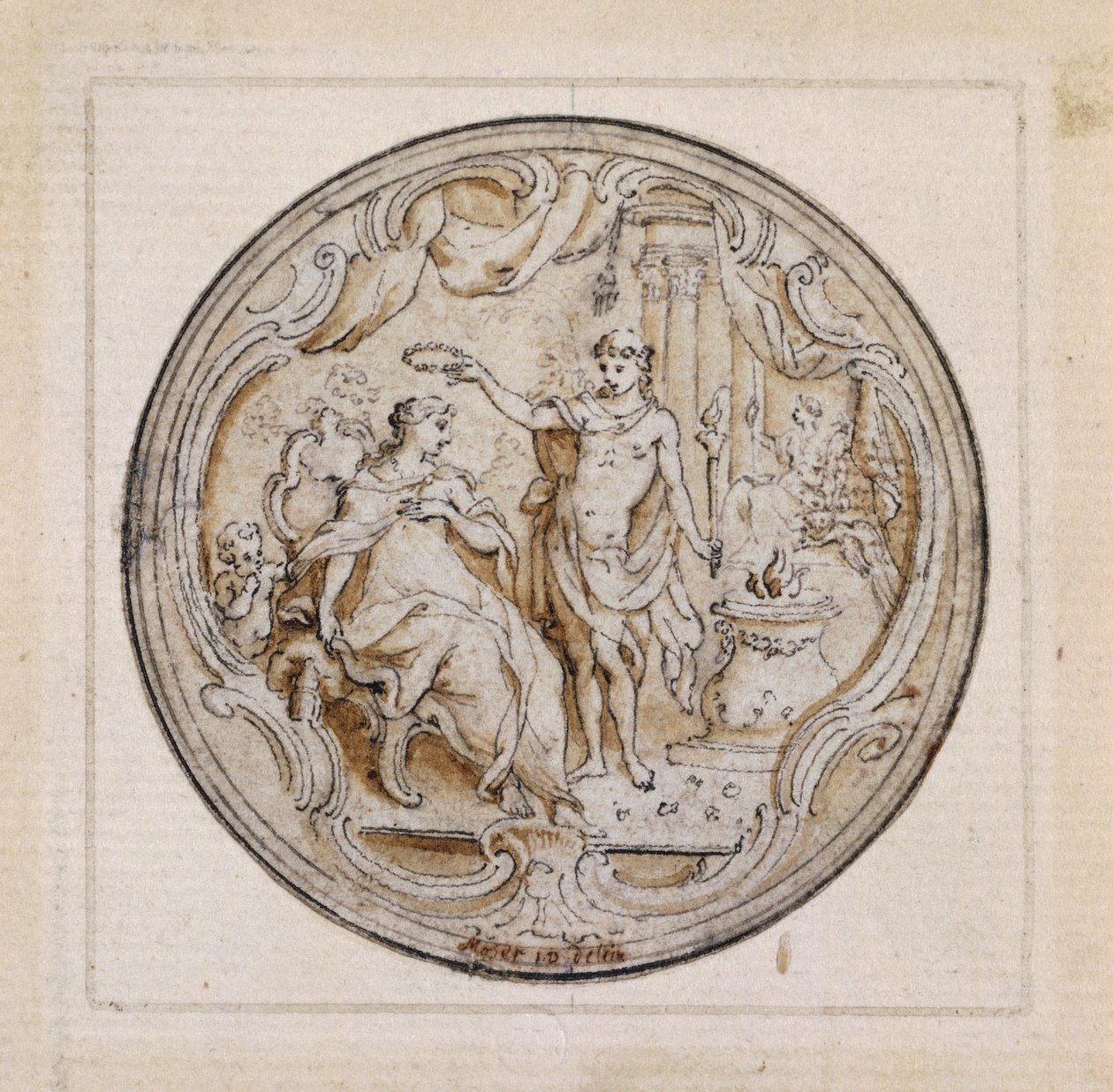 Studio di design ornamentale per cassa di orologio, di Moser, Inghilterra da William Walcutt