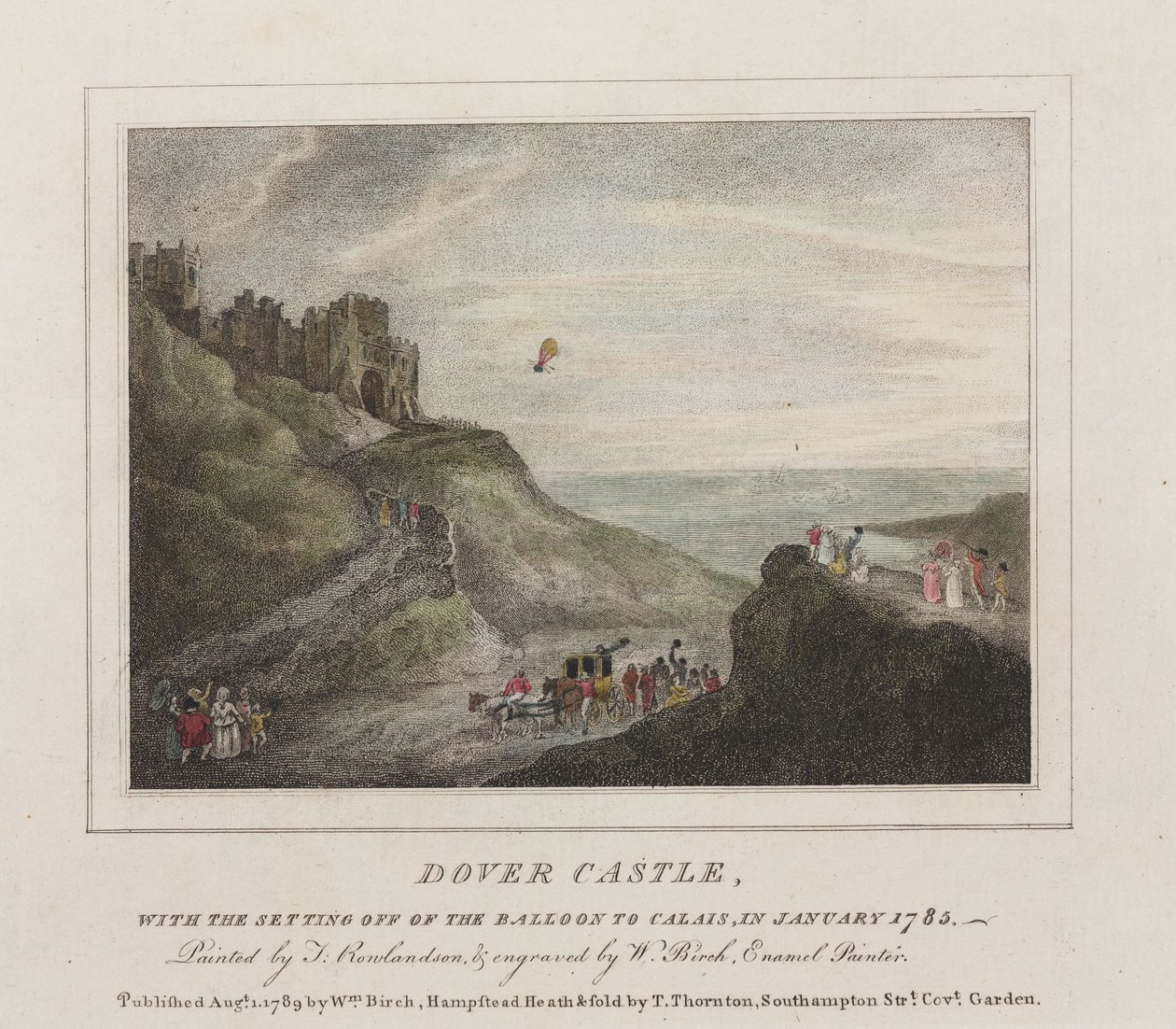 La prima traversata della Manica in mongolfiera, 7 gennaio 1785 da Frederick (attr. to) Barnard