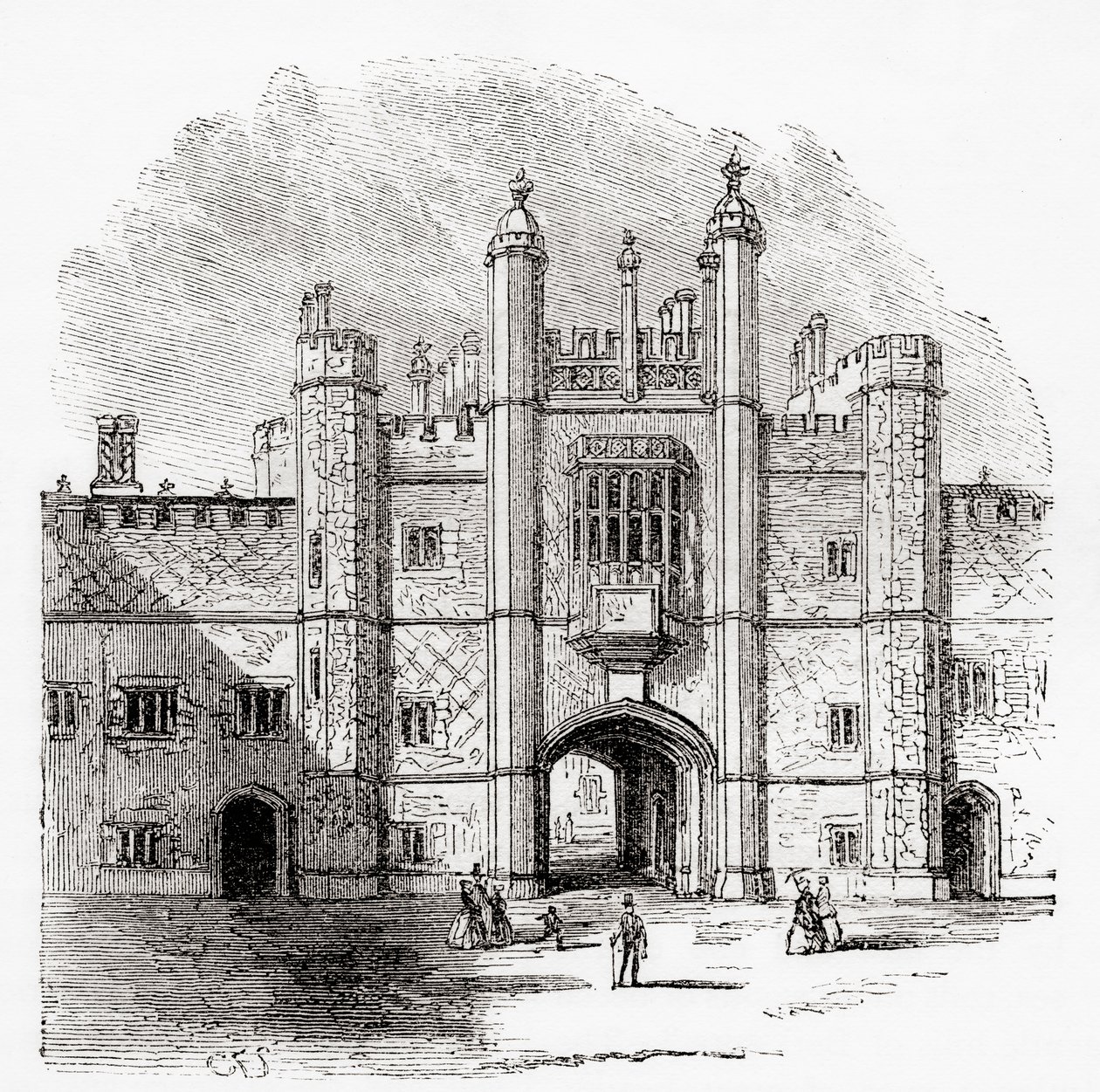 Il portale del Eton College, Eton, Berkshire, Inghilterra, visto nel XIX secolo da . .