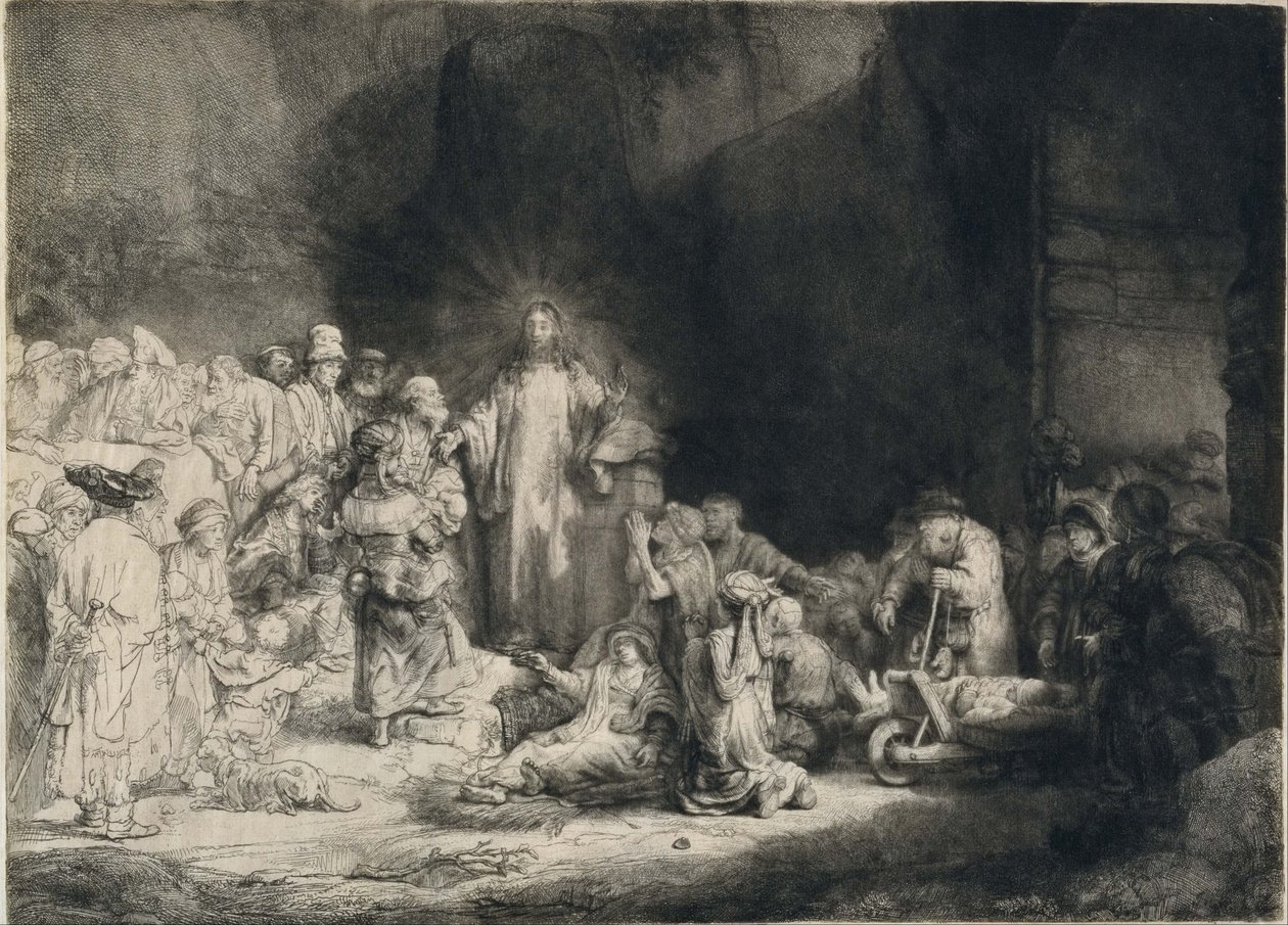 Cristo con i malati intorno a Lui, ricevendo i bambini (La stampa dei cento fiorini) da Rembrandt van Rijn