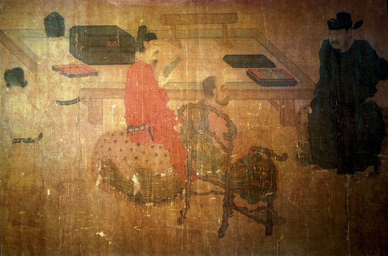 Tre Uomini Ben Letti di Lieou-Li Tang in Conversazione da after Zhou Wenju
