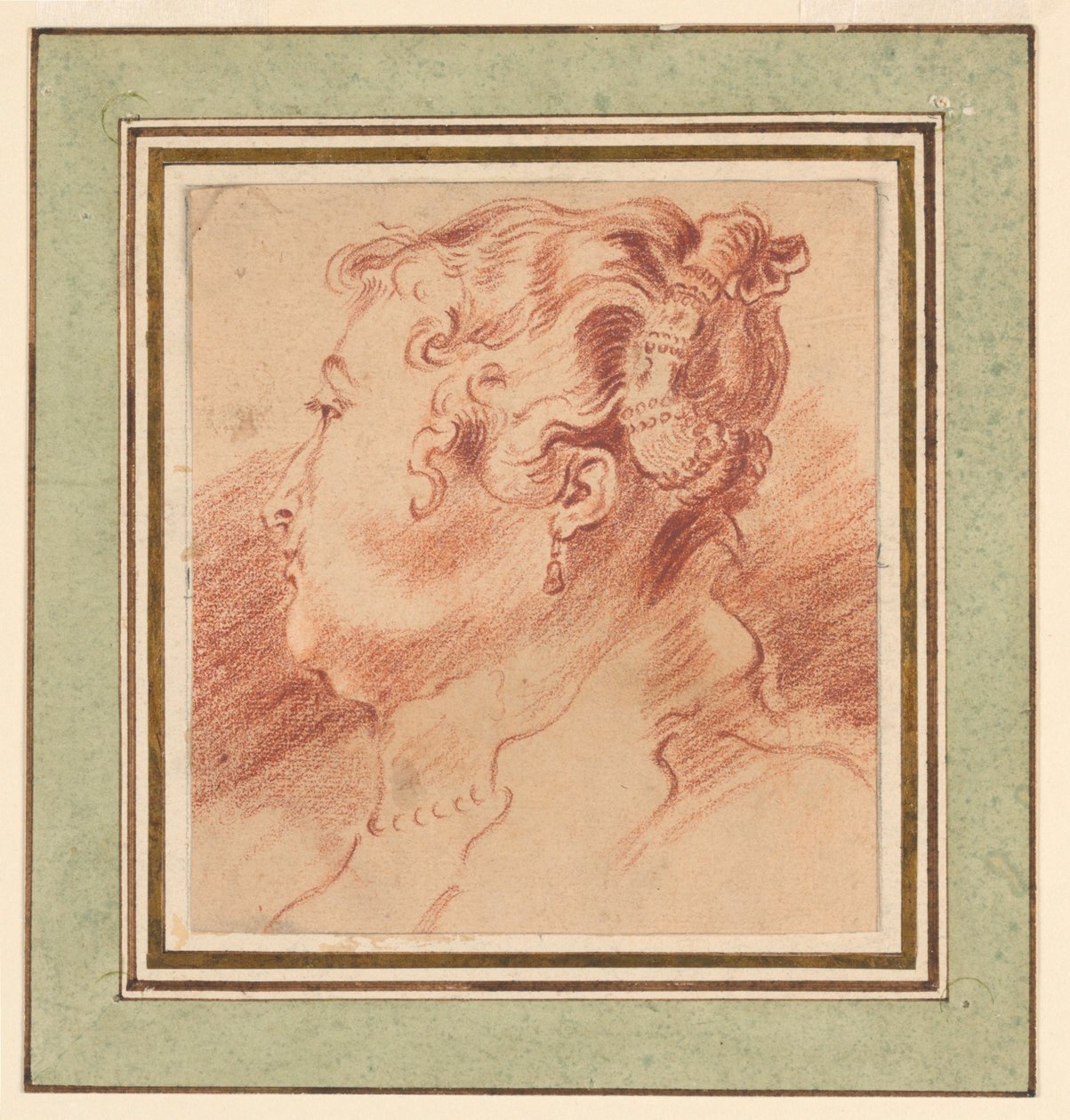 Studio della testa di una donna da after Antoine Watteau