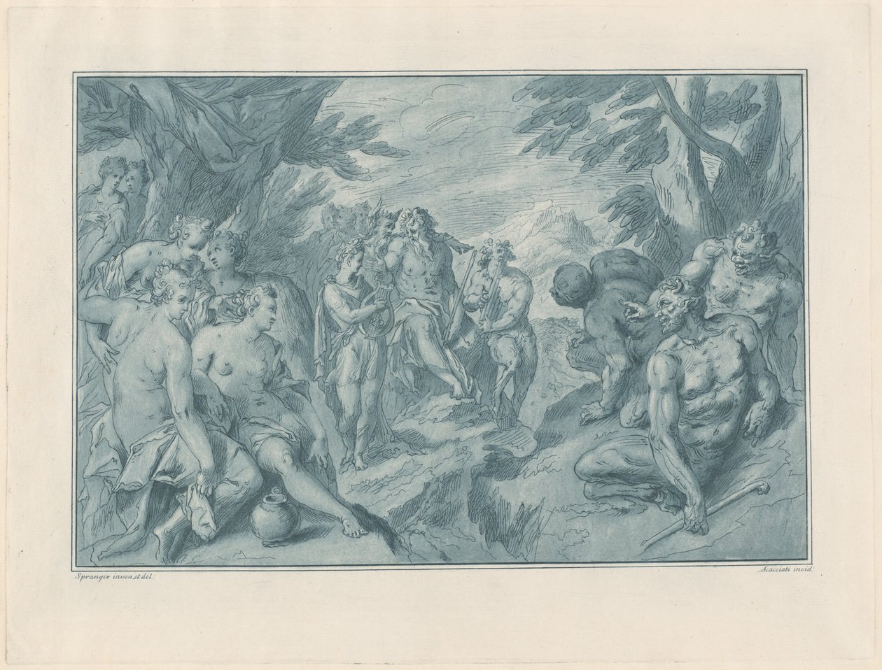 La gara musicale tra Apollo e Pan da after Bartholomaeus Spranger Andrea Scacciati