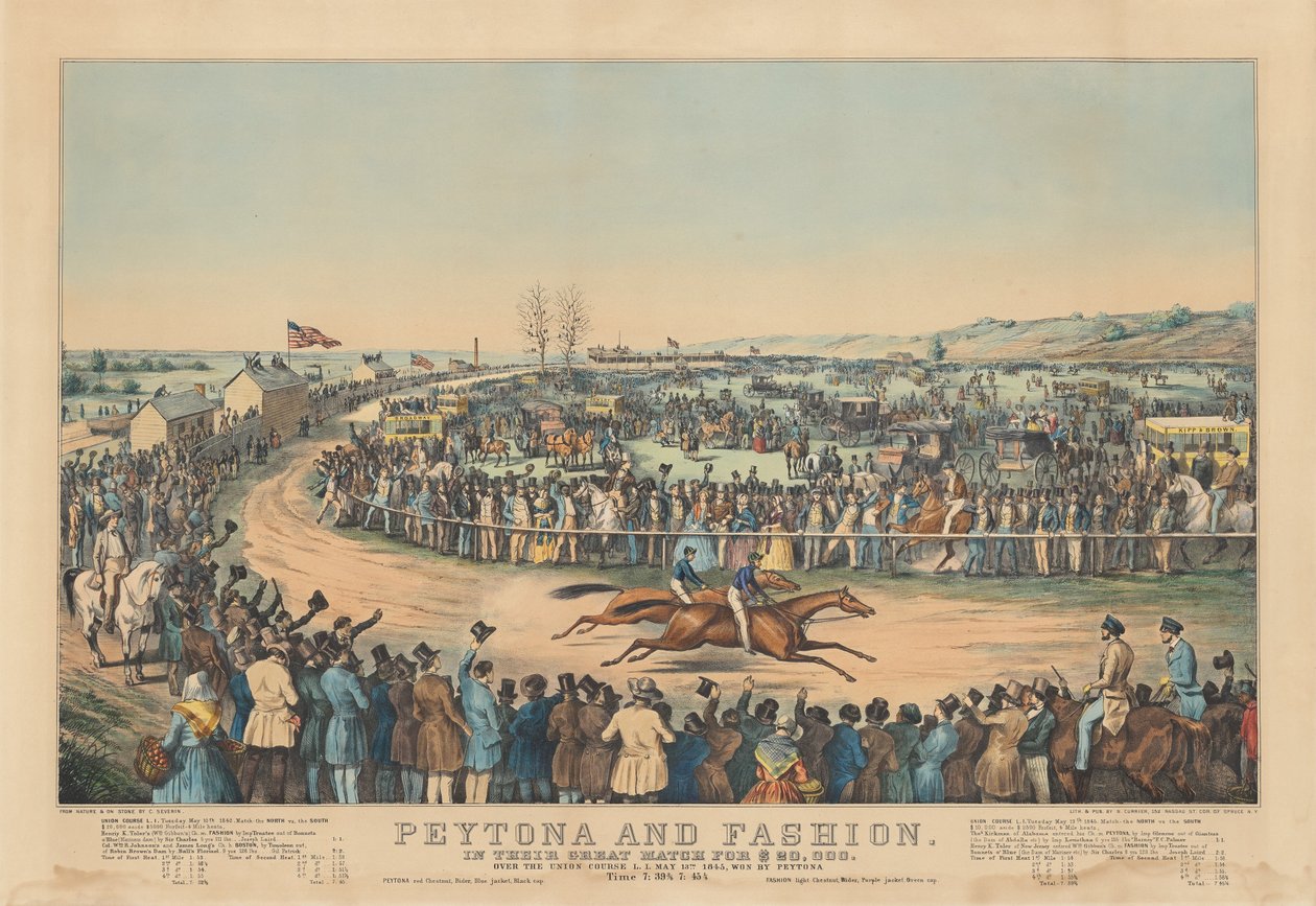Peytona e Fashion: Nella Loro Grande Gara per $20,000. Al Union Course L.I. 13 Maggio 1845, Vinta da Peytona. Tempo 7:39 3/4, 7:45 1/4 da after Charles Severin