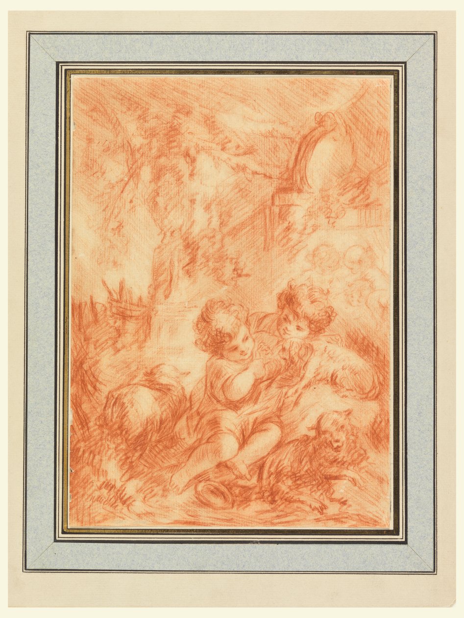 Due bambini da after Francois Boucher