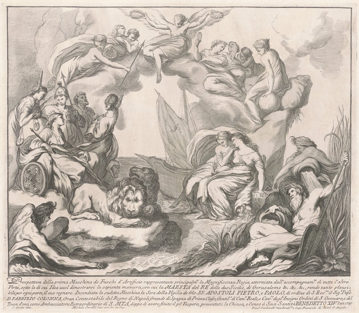La Prima Macchina per la Chinea del 1741: Allegoria della Magnificenza Regale da after François Hutin Miguel de Sorellò
