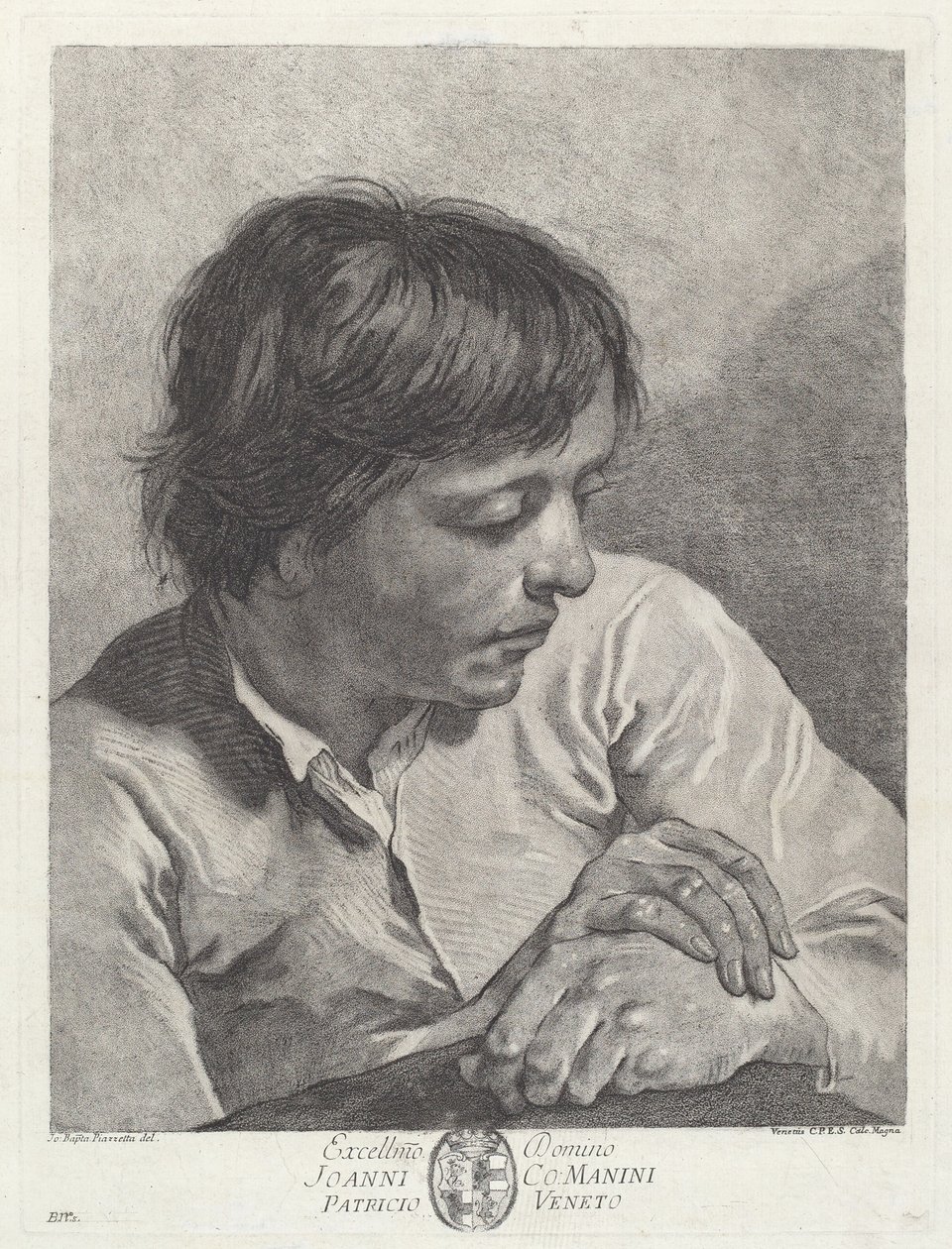 Un Giovane con le Mani Incrociate da after Giovanni Battista Piazzetta Pietro Scattaglia and Innocente Alessandri