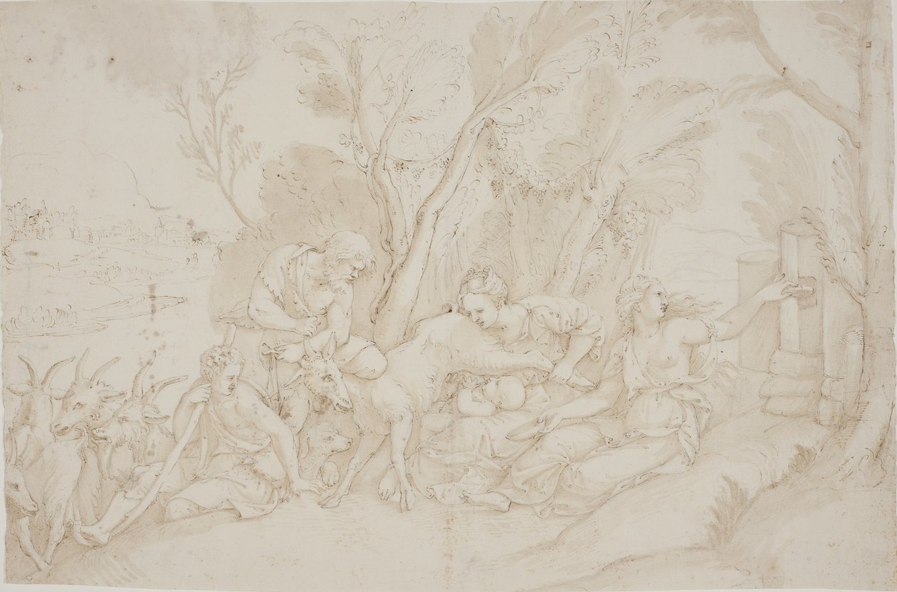 Giove allattato dalla capra Amaltea da after Giulio Romano