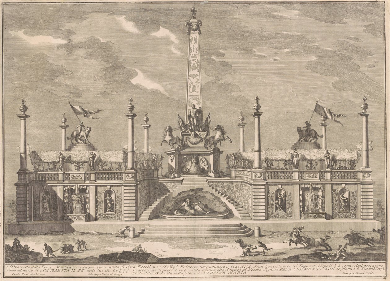 La Prima Macchina per la Chinea del 1758: Una "Deliziosa" con giardini pensili da after Giuseppe Palazzi Giuseppe Pozzi after Paolo Posi