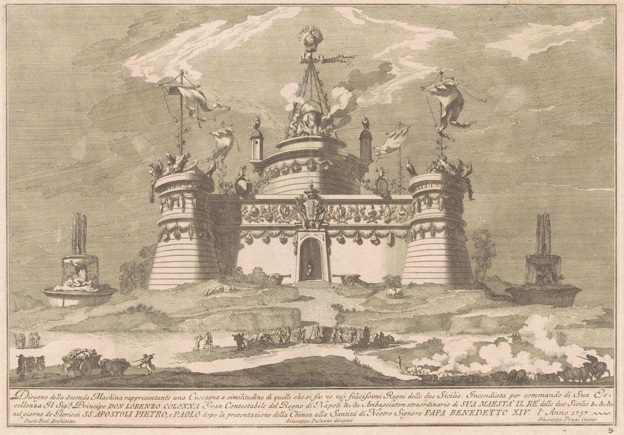 La Seconda Macchina per la Chinea del 1757: La Fortezza di Cuccagna da after Giuseppe Palazzi Giuseppe Pozzi after Paolo Posi